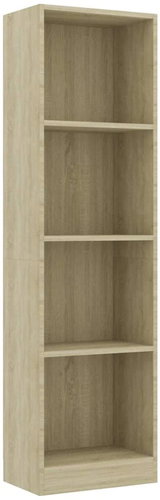 Library with 4 shelves sonoma oak 40 x 24 x 142 cm chipboard - Shelving Unit - Main image
