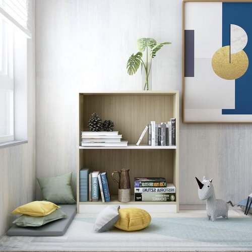 Bookcase white and sonoma oak 60 x 24 x 74.5 cm chipboard - Bookshelf - Main image