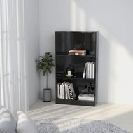 3-storey bookcase high gloss black 60x24x108 cm chipboard - Bookshelf