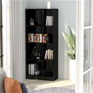 Bookcase 4 shelves black high gloss 60x24x142 cm chipboard - Bookshelf