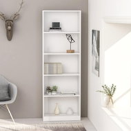 Bookcase with 5 shelves white 60 x 24 x 175 cm chipboard - Bookshelf