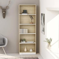 Bookcase 5 shelves white and sonoma oak 60 x 24 x 175 cm chipboard - Bookshelf
