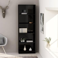 Bookcase with 5 shelves black high gloss 60x24x175cm chipboard - Bookshelf