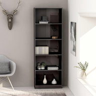 Bookcase with 5 shelves gray high gloss 60x24x175 cm chipboard - Bookshelf