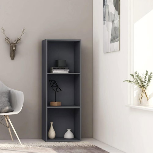 3-floor library gray 40 x 30 x 114 cm chipboard - Bookshelf - Main image