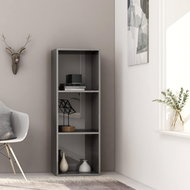 3-floor library gray with high gloss 40x30x114cm chipboard - Bookshelf