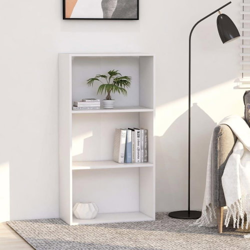 Bookcase with 3 shelves white 60 x 30 x 114 cm chipboard - Bookshelf - Main image