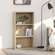 Bookcase 3 shelves white and sonoma oak 60x30x114 cm chipboard - Bookshelf