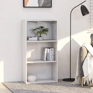 Bookcase 3 shelves white high gloss 60 x 30 x 114 cm chipboard - Bookshelf