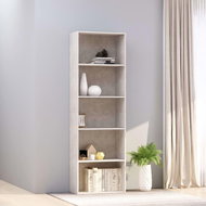 Library 5 shelves concrete gray 60 x 30 x 189 cm chipboard - Bookshelf