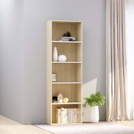 Bookcase 5 shelves white and sonoma oak 60 x 30 x 189 cm chipboard - Bookshelf