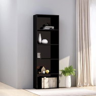 Bookcase 5 shelves black high gloss 60 x 30 x 189 cm chipboard - Bookshelf