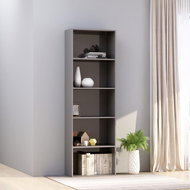 Bookcase 5 shelves gray high gloss 60 x 30 x 189 cm chipboard - Bookshelf
