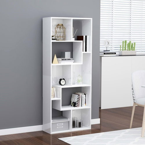 High-gloss white bookcase 67 x 24 x 161 cm chipboard - Bookshelf - Main image
