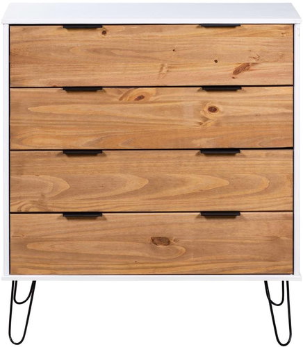 Komoda se zásuvkami světlé dřevo bílá 76,5x39,5x90,3cm borovice 321127 - Komoda - Main image