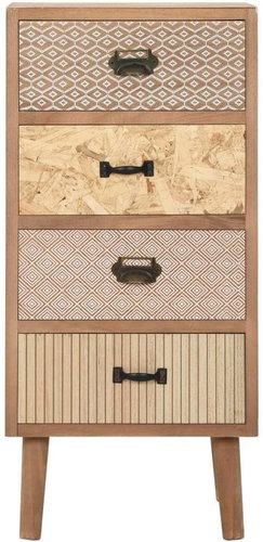 Odkládací komoda se 4 zásuvkami hnědá 34,5×30×74,5 cm MDF - Komoda - Main image