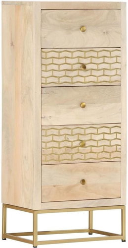 Komoda se zásuvkami zlatá 45×30×105 cm masivní mangovník - Komoda - Main image