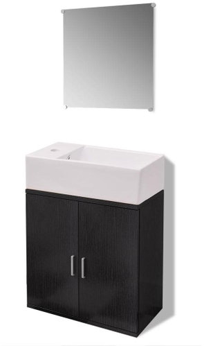 3-piece set of bathroom furniture and washbasin black 272227 - Bathroom Set - Main image