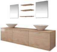 8-piece set of bathroom furniture with washbasins beige 272234 - Bathroom Set