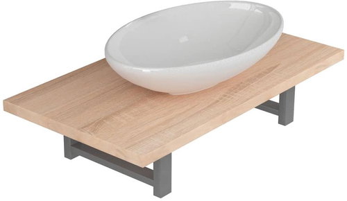 2-piece set of bathroom furniture ceramics oak 279327 - Bathroom Set - Main image