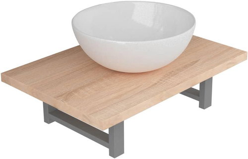 2-piece set of bathroom furniture ceramics oak 279328 - Bathroom Set - Main image