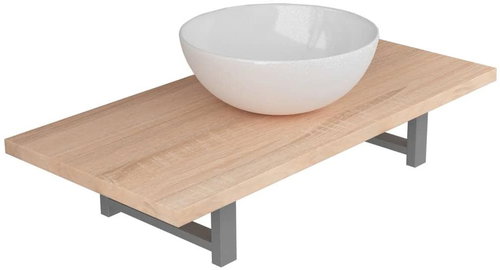 2-piece set of bathroom furniture ceramics oak 279346 - Bathroom Set - Main image