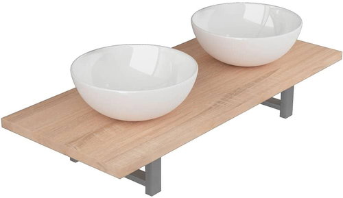3-piece set of bathroom furniture ceramics oak 279349 - Bathroom Set - Main image