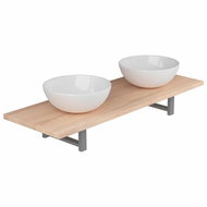 3-piece set of bathroom furniture ceramics oak 279369 - Bathroom Set