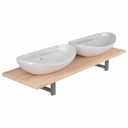 3-piece set of bathroom furniture ceramics oak 279370 - Bathroom Set - Main image