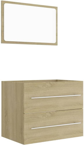2-piece set of bathroom furniture oak sonoma chipboard 804830 - Bathroom Set - Main image