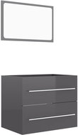 2-piece bathroom furniture set grey high gloss chipboard 804835 - Bathroom Set