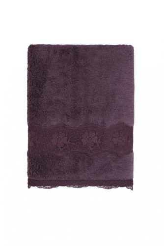 Soft Cotton Osuška Stella s krajkou 85 × 150 cm, švestková - Bath Towel - Main image