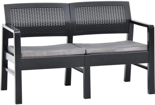 2-seater Garden Bench with Cushions 120cm Plastic Anthracite - Garden Bench - Main image