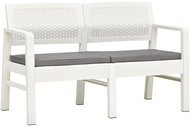 2-seater Garden Bench with Cushions 120cm Plastic White - Garden Bench