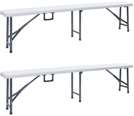 Folding Garden Bench 2 pcs 180cm HDPE White - Garden Bench