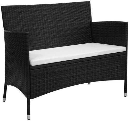Garden Bench 106cm Polyratan Black - Garden Bench - Main image