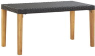 Garden Bench 120cm Black Polyrattan and Solid Acacia - Garden Bench