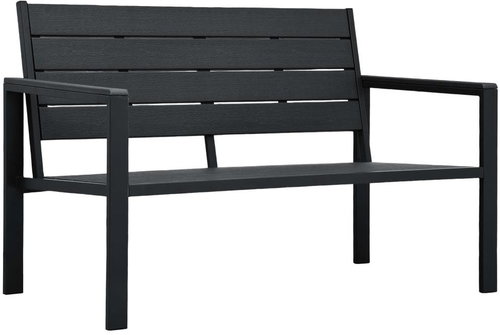 Garden Bench 120cm HDPE Black Wooden Look - Garden Bench - Main image
