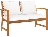 Garden Bench 120cm with a Creamy Pillow, Solid Acacia - Garden Bench