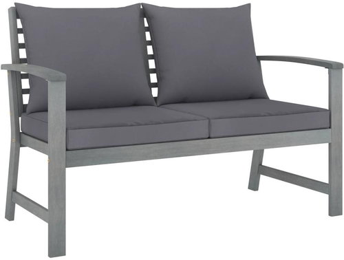 Garden Bench 120cm Dark Grey Cushion of Solid Acacia - Garden Bench - Main image