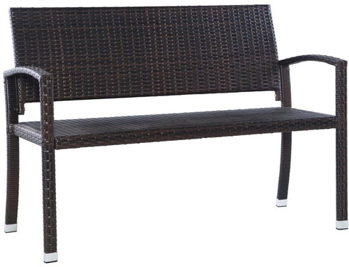 Garden Bench 122cm Polyratan Brown - Garden Bench - Main image