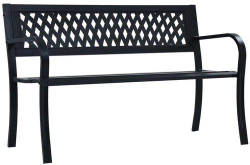Garden Bench 125cm Black Steel - Garden Bench - Main image