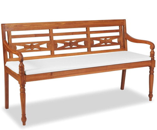 Batavia Garden Bench with 150cm Teak Cushion - Garden Bench - Main image