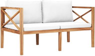 Garden Bench with Cream Cushions Solid Teak Wood - Garden Bench