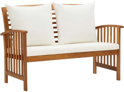 Garden Bench with Cushions 119cm Solid Acacia Wood - Garden Bench - Main image