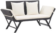 Garden Bench with Cushions 176cm Black Polyrattan - Garden Bench