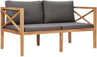 Garden Bench with Grey Cushions Solid Teak Wood - Garden Bench