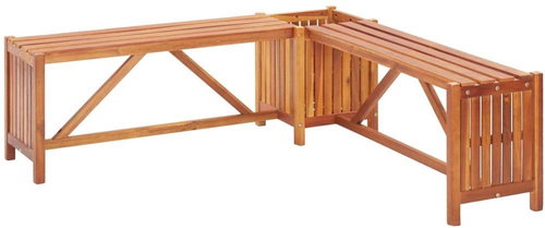 Garden Corner Bench with Box 117x117x40cm Solid Acacia - Garden Bench - Main image