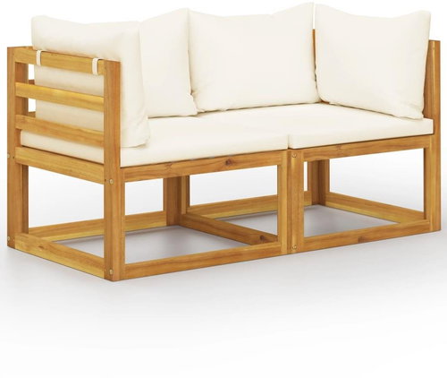2-seater garden bench with creamy white cushions 3068852 - Garden Bench - Main image