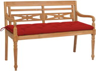 Batavia bench with red cushion 150 cm solid teak 3062202 - Garden Bench